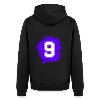 9 Zahl Klecks - Unisex Premium Bio Zip Hoodie - Schwarz - Hinten - Nico (187cm)