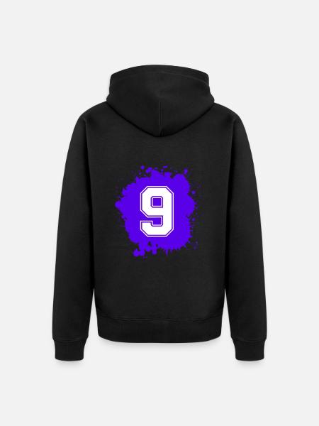 9 Zahl Klecks - Unisex Premium Bio Zip Hoodie - Schwarz