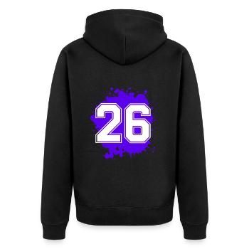 26 Zahl Klecks - Unisex Premium Bio Zip Hoodie - Schwarz - Hinten - Nico (187cm)