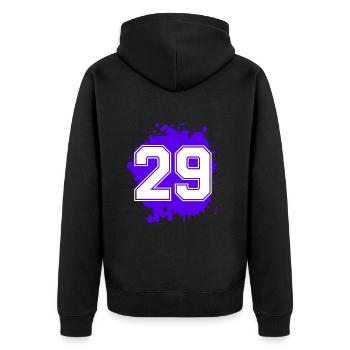 29 Zahl Klecks - Unisex Premium Bio Zip Hoodie - Schwarz - Hinten - Nico (187cm)