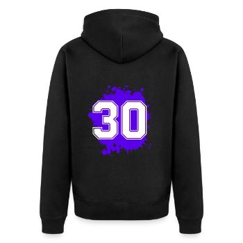 30 Zahl Klecks - Unisex Premium Bio Zip Hoodie - Schwarz - Hinten - Nico (187cm)