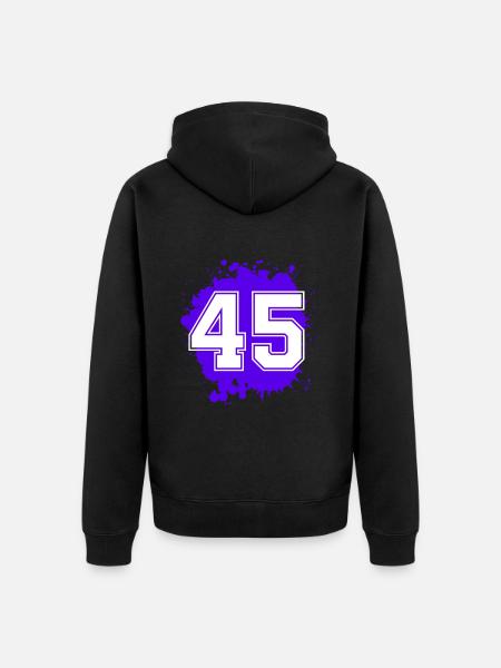 45 Zahl Klecks - Unisex Premium Bio Zip Hoodie - Schwarz