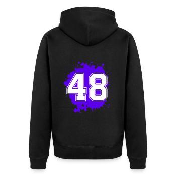 48 Zahl Klecks - Unisex Premium Bio Zip Hoodie - Schwarz - Hinten - Nico (187cm)