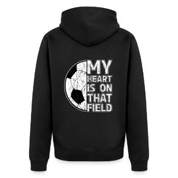 My heart is on that field - Football - Unisex Premium Organic Zip Hoodie - black - Back - Nico (187cm)