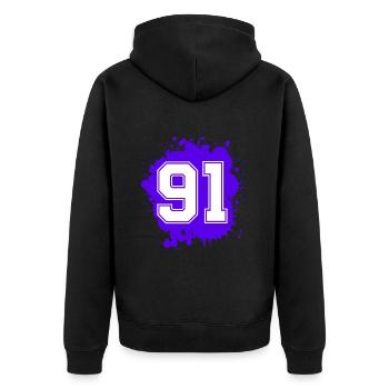 91 Number of blobs - Unisex Premium Organic Zip Hoodie - black - Back - Nico (187cm)