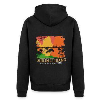 Guilin Lijiang River Li National Park China Campin - Unisex Premium Bio Zip Hoodie - Schwarz - Hinten - Nico (187cm)