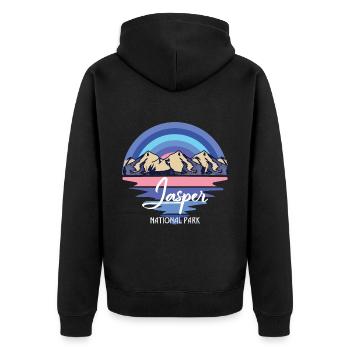 Jasper Canada National Park Icefields Wasserfallbe - Unisex Premium Bio Zip Hoodie - Schwarz - Hinten - Nico (187cm)