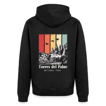 Parc national Torres del Paine Patagonie Chili Glace - Veste à capuche bio Premium Unisexe - noir - Dos - Nico (187cm)