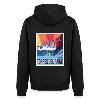Parc national Torres del Paine bleu du Chili - Veste à capuche bio Premium Unisexe - noir - Dos - Nico (187cm)