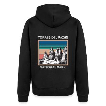 Parc national Torres del Paine, au Chili - Veste à capuche bio Premium Unisexe - noir - Dos - Nico (187cm)
