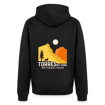 Chili : Parc national Torres del Paine avec glace bleue - Veste à capuche bio Premium Unisexe - noir - Dos - Nico (187cm)