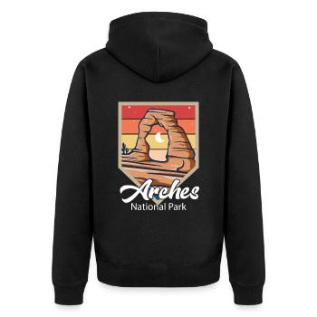 Arches National Park Souvenir Moab Utah Camping - Veste à capuche bio Premium Unisexe - noir - Dos - Nico (187cm)