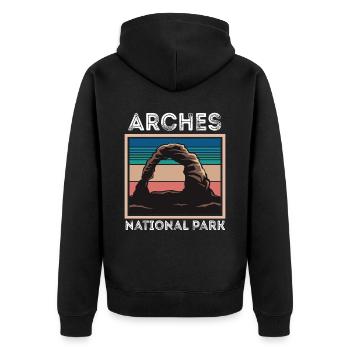 Arches National Park Utah Moab Canyon Mur souvenir - Veste à capuche bio Premium Unisexe - noir - Dos - Nico (187cm)