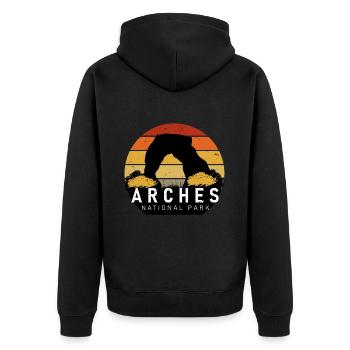 Arches Utah Moab Canyon National Park Randonnée - Veste à capuche bio Premium Unisexe - noir - Dos - Nico (187cm)