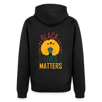 Black Lives Matter National Freedom Day Melanin - Unisex Premium Organic Zip Hoodie - black - Back - Nico (187cm)