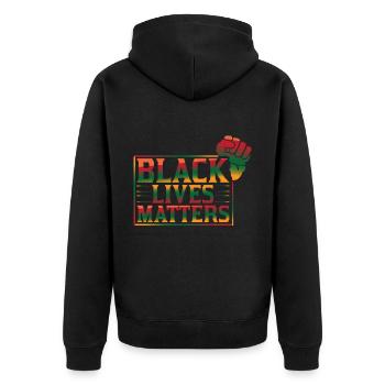 Melanin Rising Fist Black Lives Matter Freedom - Unisex Premium Organic Zip Hoodie - black - Back - Nico (187cm)