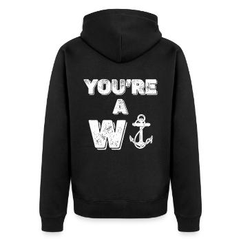 Anker Wasser Meer Nautischer Spruch Kapitän - Unisex Premium Bio Zip Hoodie - Schwarz - Hinten - Nico (187cm)