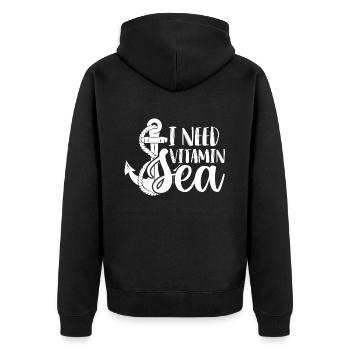 Vitamin Sea mit Anchor Souvenir Nautical Sailor Ca - Unisex Premium Bio Zip Hoodie - Schwarz - Hinten - Nico (187cm)