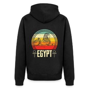 Egypt Pharaoh Anubis Sphinx Egyptology Pyramids - Unisex Premium Organic Zip Hoodie - black - Back - Nico (187cm)