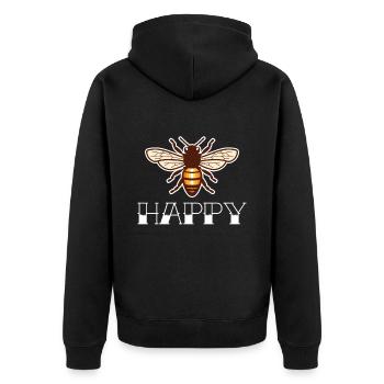 Happy Bee Honey Queen Bee Beekeeper Honey Bee - Unisex Premium Organic Zip Hoodie - black - Back - Nico (187cm)