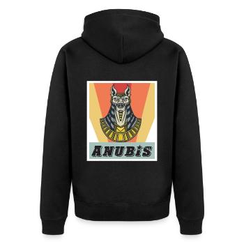 Anubis Ägyptologie Gott des toten ägyptischen Phar - Unisex Premium Bio Zip Hoodie - Schwarz - Hinten - Nico (187cm)