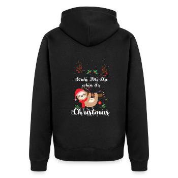 Weihnachtsbaum Lustiges Faultier Santa Frohe Weihn - Unisex Premium Bio Zip Hoodie - Schwarz - Hinten - Nico (187cm)