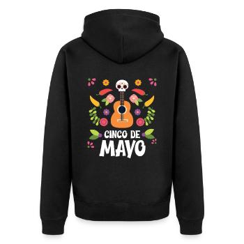 Cinco de Mayo Violin Skull Mexico National Day Mex - Unisex Premium Bio Zip Hoodie - Schwarz - Hinten - Nico (187cm)