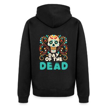 Sugar Skull Day of the Dead Mexiko Urlaub mexikani - Unisex Premium Bio Zip Hoodie - Schwarz - Hinten - Nico (187cm)