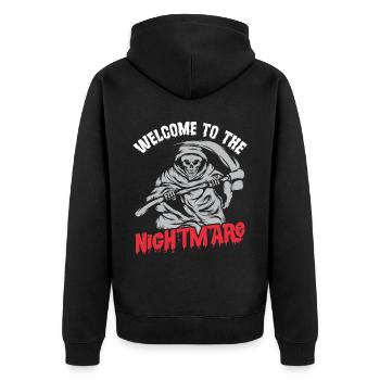 Sensenmann-Sensen-Albtraum-Engel des Todes Hallowe - Unisex Premium Bio Zip Hoodie - Schwarz - Hinten - Nico (187cm)