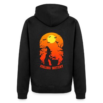 Hexen Halloween Party Gruseliger Fledermaus Horror - Unisex Premium Bio Zip Hoodie - Schwarz - Hinten - Nico (187cm)