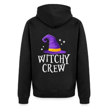 Witchy Crew Halloween Party Hexenhut Gruselig - Unisex Premium Bio Zip Hoodie - Schwarz - Hinten - Nico (187cm)