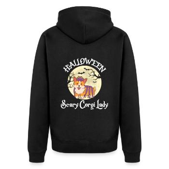 Cute Corgi Ladies Halloween Party Dog Love - Unisex Premium Organic Zip Hoodie - black - Back - Nico (187cm)
