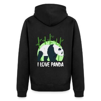 Panda Kostüm Süße Pandas Tierfreunde Bambus - Unisex Premium Bio Zip Hoodie - Schwarz - Hinten - Nico (187cm)