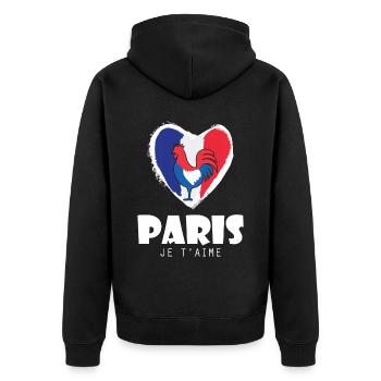 Frankreich Eiffelturm Ich liebe Paris Franzose Lie - Unisex Premium Bio Zip Hoodie - Schwarz - Hinten - Nico (187cm)