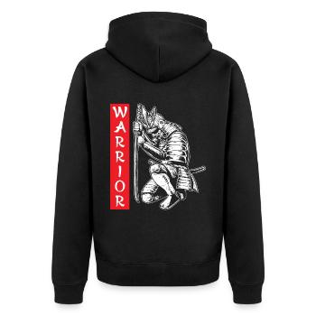 Samurai Katana Schwert Japan Asiatischer Krieger N - Unisex Premium Bio Zip Hoodie - Schwarz - Hinten - Nico (187cm)
