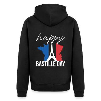 Eiffelturm Tagesfeier Juli Paris Frankreich - Unisex Premium Bio Zip Hoodie - Schwarz - Hinten - Nico (187cm)