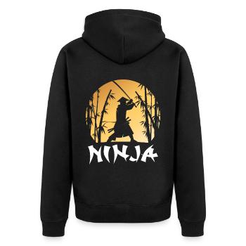 Ninja Warrior Samurai Japanisches Katana-Schwert A - Unisex Premium Bio Zip Hoodie - Schwarz - Hinten - Nico (187cm)