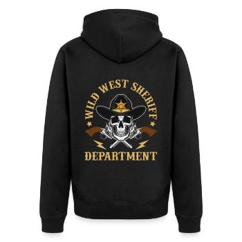 Sheriff West Department Skull Pistols Sheriff Star - Veste à capuche bio Premium Unisexe - noir - Dos - Nico (187cm)