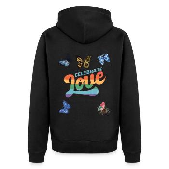 Butterfly Love Motivational Saying with Butterflie - Unisex Premium Bio Zip Hoodie - Schwarz - Hinten - Nico (187cm)