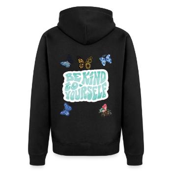 Be Kind Motivational Butterfly Saying with Butterf - Unisex Premium Organic Zip Hoodie - black - Back - Nico (187cm)