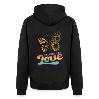 Love Sunflower Butterfly Citation de motivation avec B - Veste à capuche bio Premium Unisexe - noir - Dos - Nico (187cm)