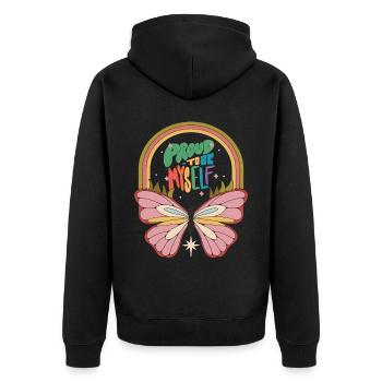 Papillon fier dicton motivant avec des fesses mignonnes - Veste à capuche bio Premium Unisexe - noir - Dos - Nico (187cm)