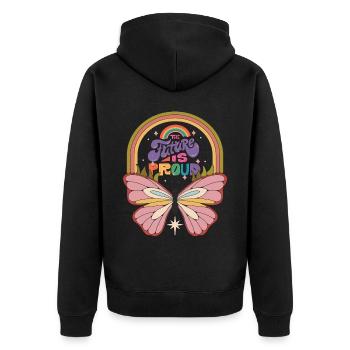 Butterfly Future Motivational Saying with Cute But - Unisex Premium Bio Zip Hoodie - Schwarz - Hinten - Nico (187cm)