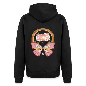 Butterfly Myself Motivation Dicton avec Cute But - Veste à capuche bio Premium Unisexe - noir - Dos - Nico (187cm)