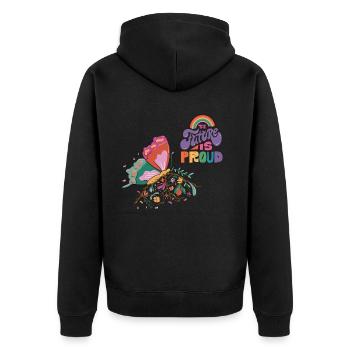Butterflies Proud Motivational Saying with Cute Bu - Unisex Premium Bio Zip Hoodie - Schwarz - Hinten - Nico (187cm)