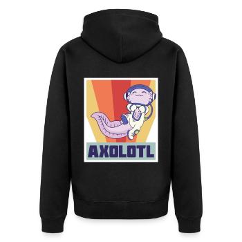 Astronaut Axolotl Funny Space Galaxy Sun System Ra - Unisex Premium Organic Zip Hoodie - black - Back - Nico (187cm)