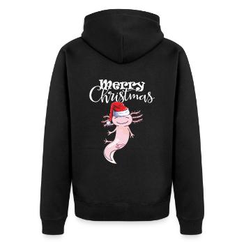 Joyeux Noël Axolotl Chapeau de Noël Drôle - Veste à capuche bio Premium Unisexe - noir - Dos - Nico (187cm)
