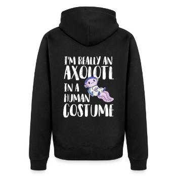 Axolotl Astronaut Space Earth Solar System Space - Unisex Premium Organic Zip Hoodie - black - Back - Nico (187cm)