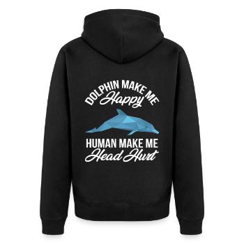 Dolphin Luck Whale Dolphins Underwater World Ocean - Unisex Premium Organic Zip Hoodie - black - Back - Nico (187cm)