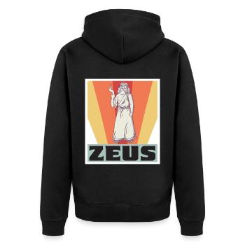 Zeus Retro Griechenland Gott Griechische Mythologi - Unisex Premium Bio Zip Hoodie - Schwarz - Hinten - Nico (187cm)